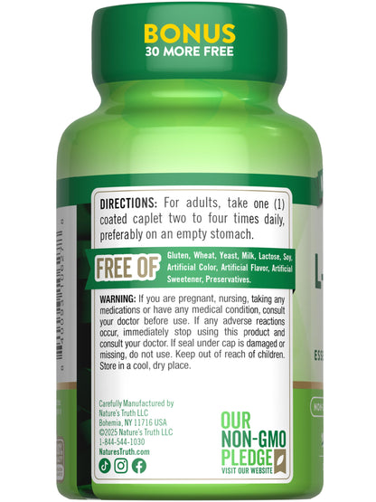 Nature's Truth L-Lysine 500mg | 130 Coated Caplets | Free Form | Essential Amino Acid | Vegan, Non-GMO, Gluten Free