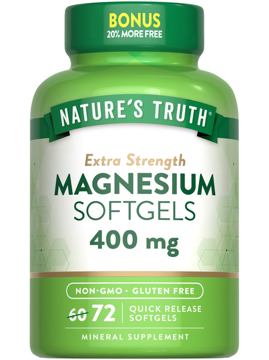 Nature's Truth Magnesium 400mg – 72 Softgels | Extra Strength, Non-GMO, Gluten Free BritishVita | Premium UK Vitamins & Wellness Supplements