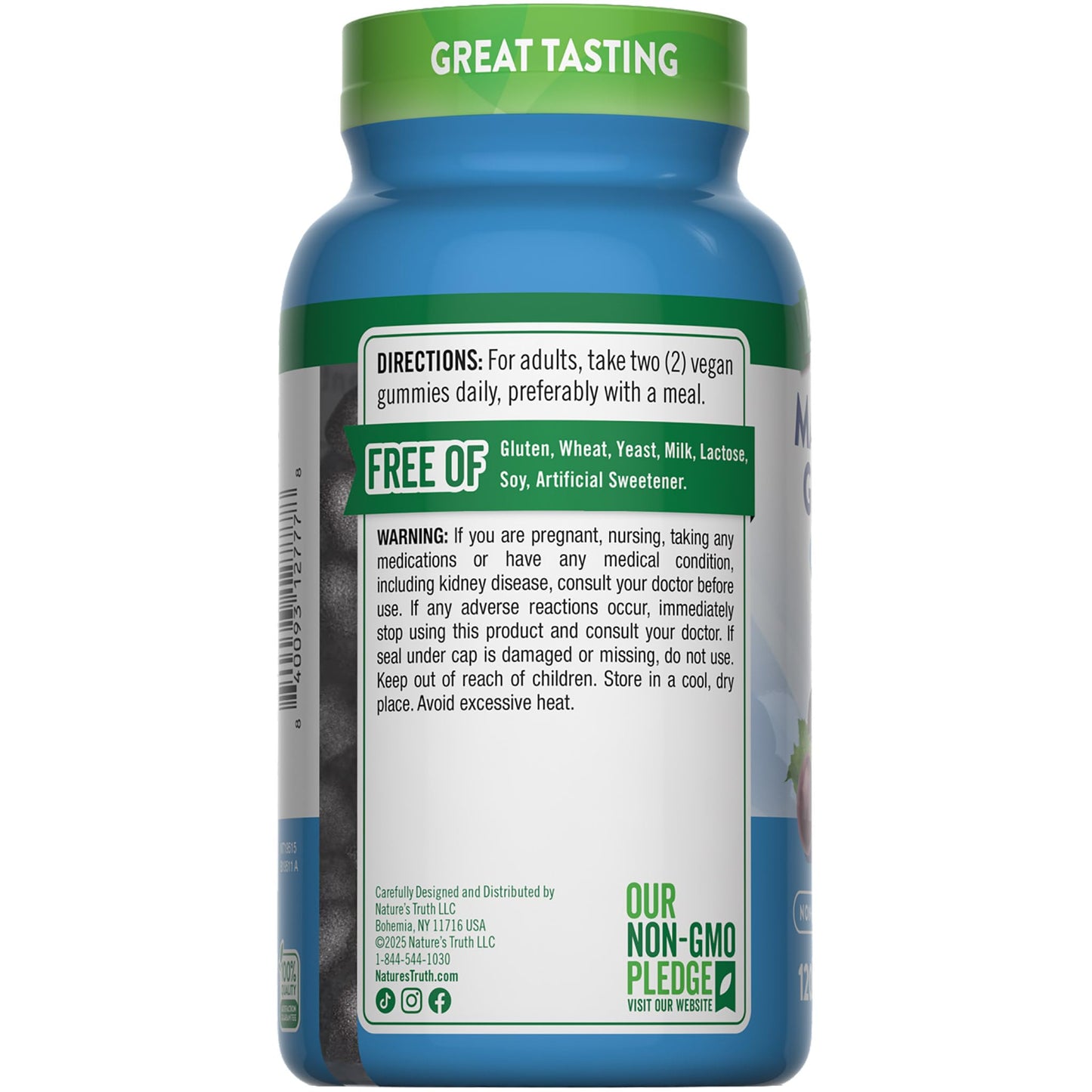 Nature's Truth Magnesium Glycinate Gummies for Adults - 200 mg, 120 Count, Grape - Vegan, Non-GMO & Gluten Free