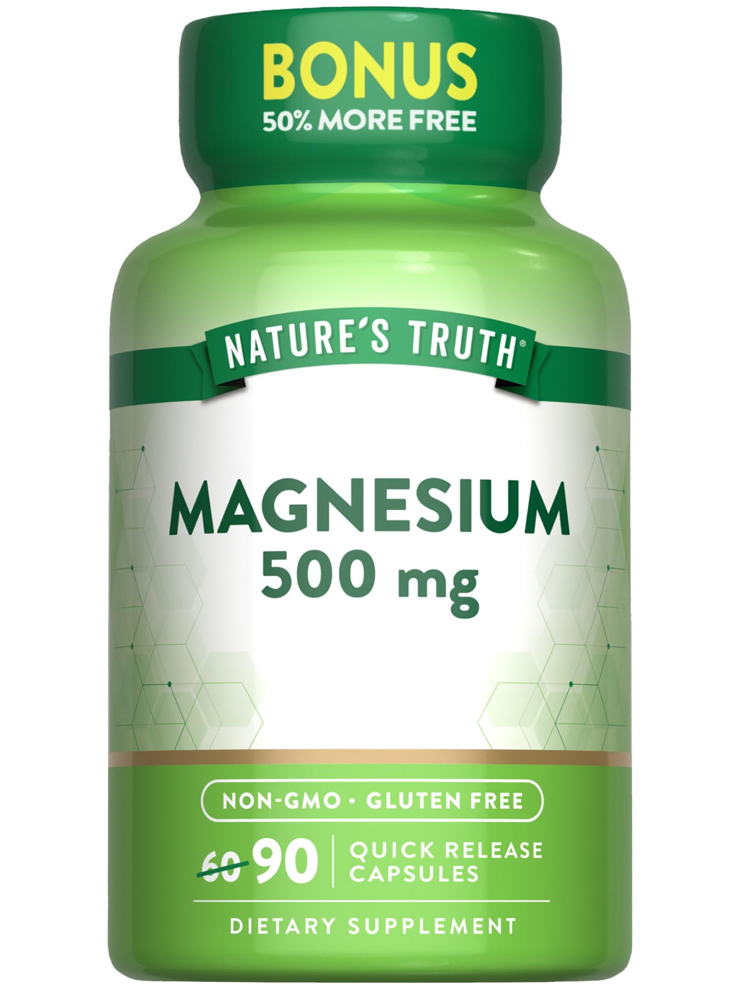 Nature's Truth Magnesium Oxide 500mg Capsules – 90 Count | Non-GMO & Gluten Free High Strength