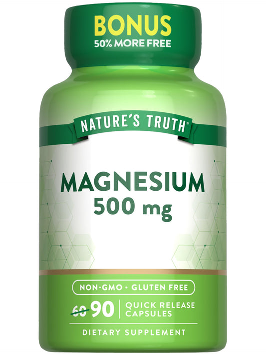 Nature's Truth Magnesium Oxide 500mg Capsules – 90 Count | Non-GMO & Gluten Free High Strength BritishVita | Premium UK Vitamins & Wellness Supplements