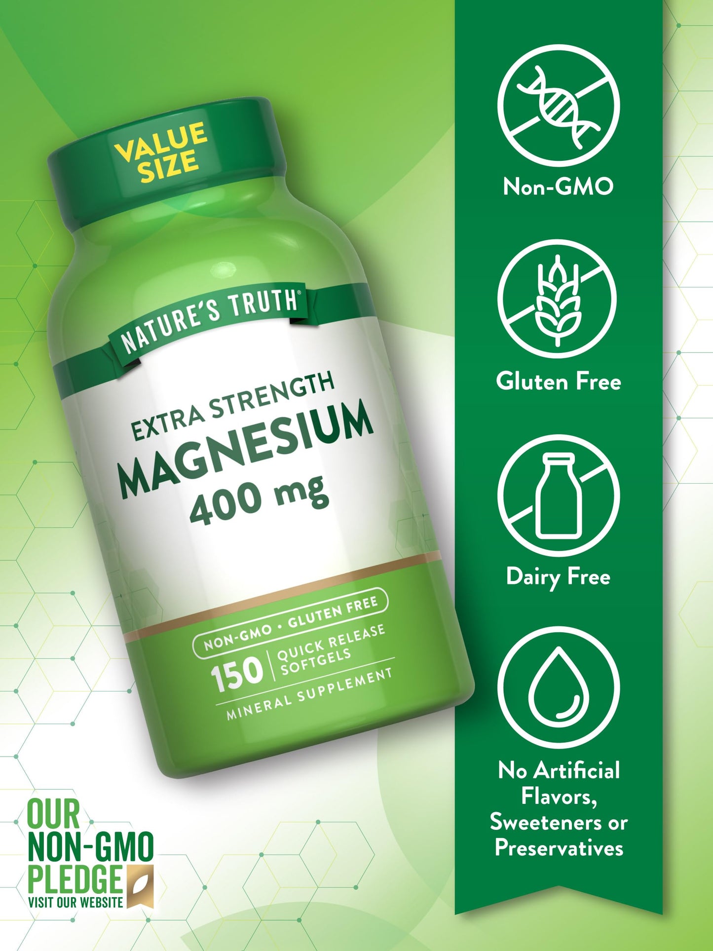Nature's Truth Magnesium Supplement | 400mg | 150 Softgels | Magnesium Oxide | Non-GMO & Gluten Free Mineral
