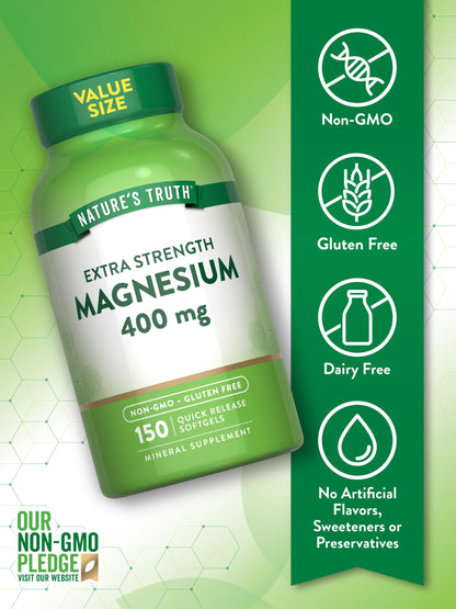 Nature's Truth Magnesium Supplement | 400mg | 150 Softgels | Magnesium Oxide | Non-GMO & Gluten Free Mineral