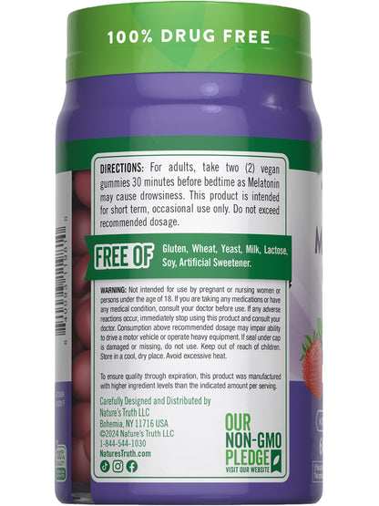 Nature's Truth Melatonin Gummies 12mg – Mixed Berry, Vegan, Non-GMO, Gluten Free (Pack of 2)