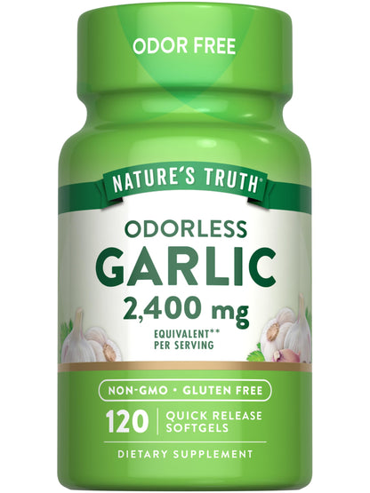 Nature's Truth Odorless Garlic 2400 mg | 120 Softgels | Non-GMO, Gluten Free