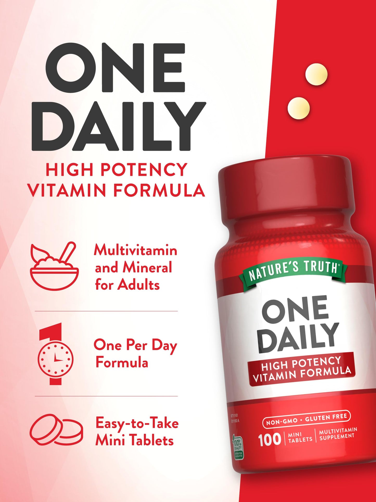 Nature's Truth One Daily Multivitamin – 100 Mini Tablets – For Men & Women – Non-GMO & Gluten Free