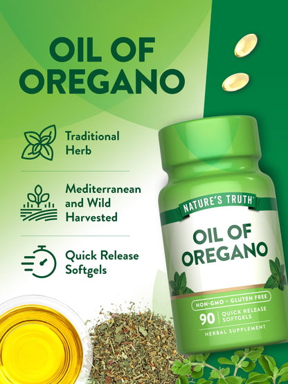 Nature's Truth Oregano Oil Softgels – 90 Softgels with Carvacrol – Non-GMO & Gluten Free