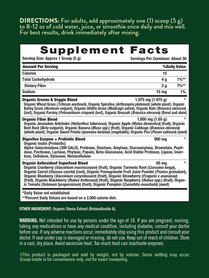 Nature's Truth Organic Greens Blend Powder – 20+ Superfoods, Vegan & Gluten Free