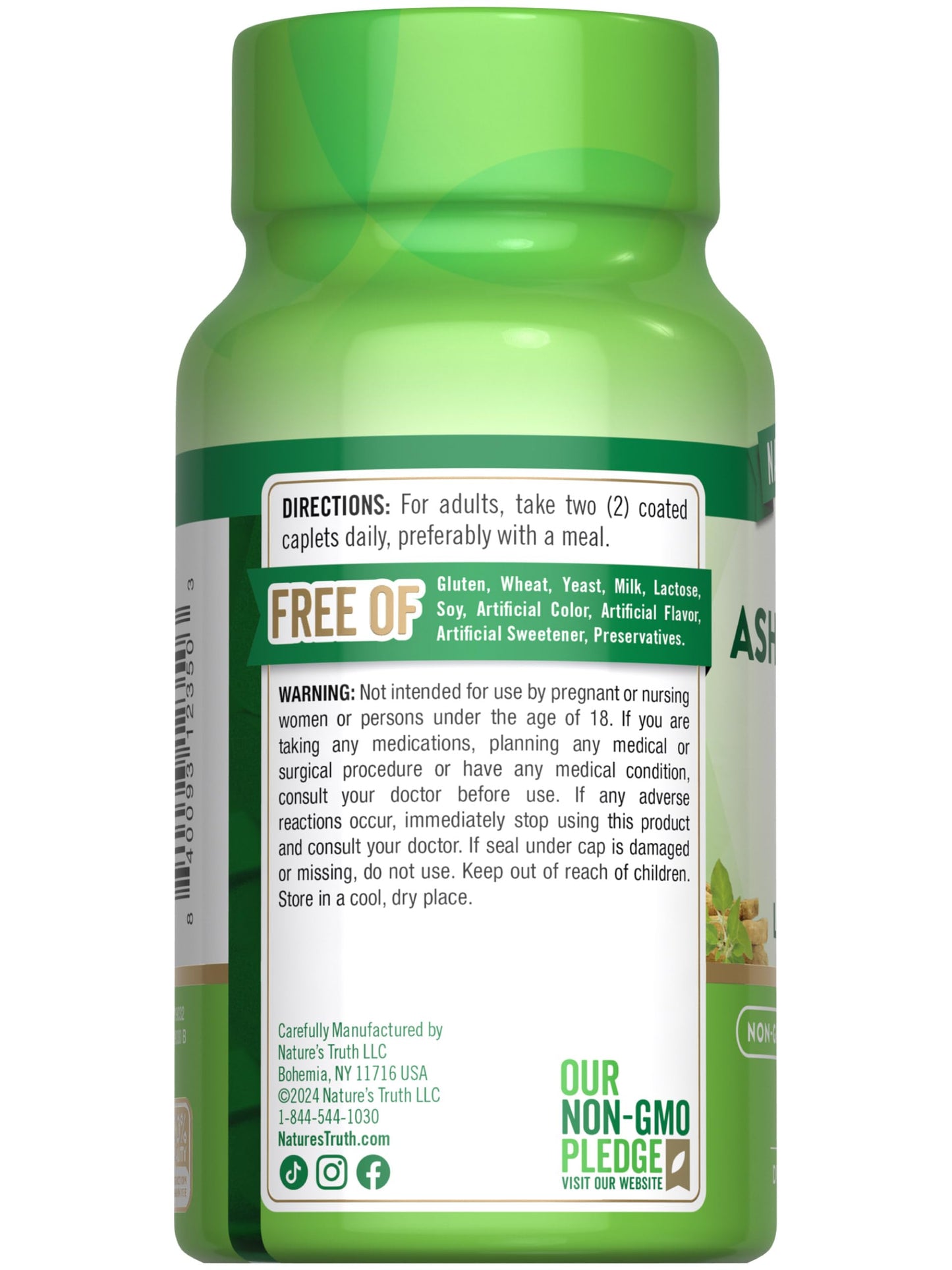 Nature's Truth KSM-66 Ashwagandha with L-Theanine | 60 Caplets | Vegan, Non-GMO, Gluten Free