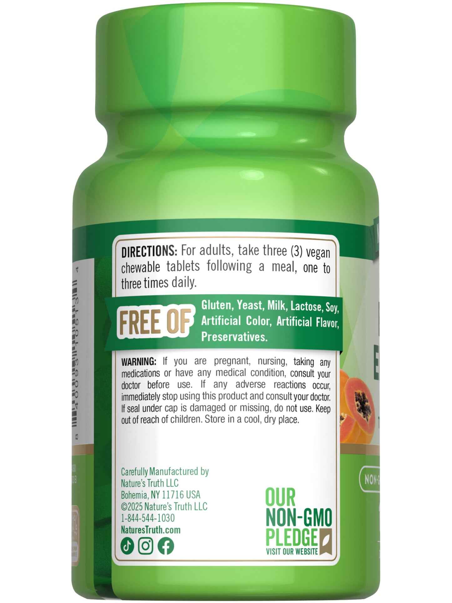 Nature's Truth Papaya Enzyme Chewable Tablets - 120 Count | Vegan, Non-GMO & Gluten Free