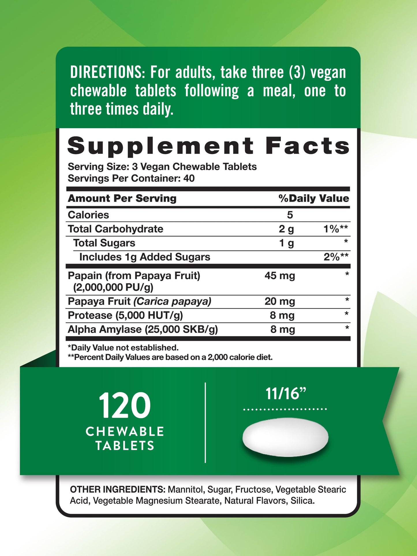 Nature's Truth Papaya Enzyme Chewable Tablets - 120 Count | Vegan, Non-GMO & Gluten Free