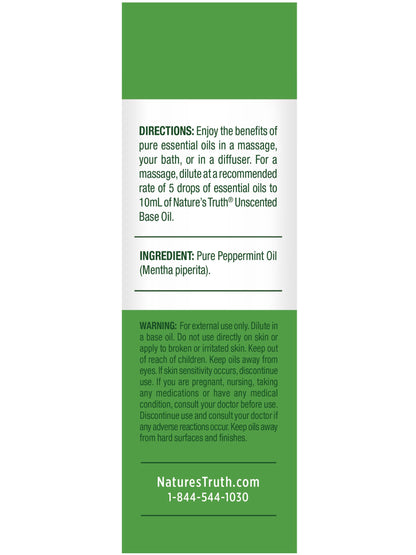 Nature's Truth Peppermint Essential Oil 15 mL | Diffusers & Aromatherapy | Plant-Based, Non-GMO & Gluten Free
