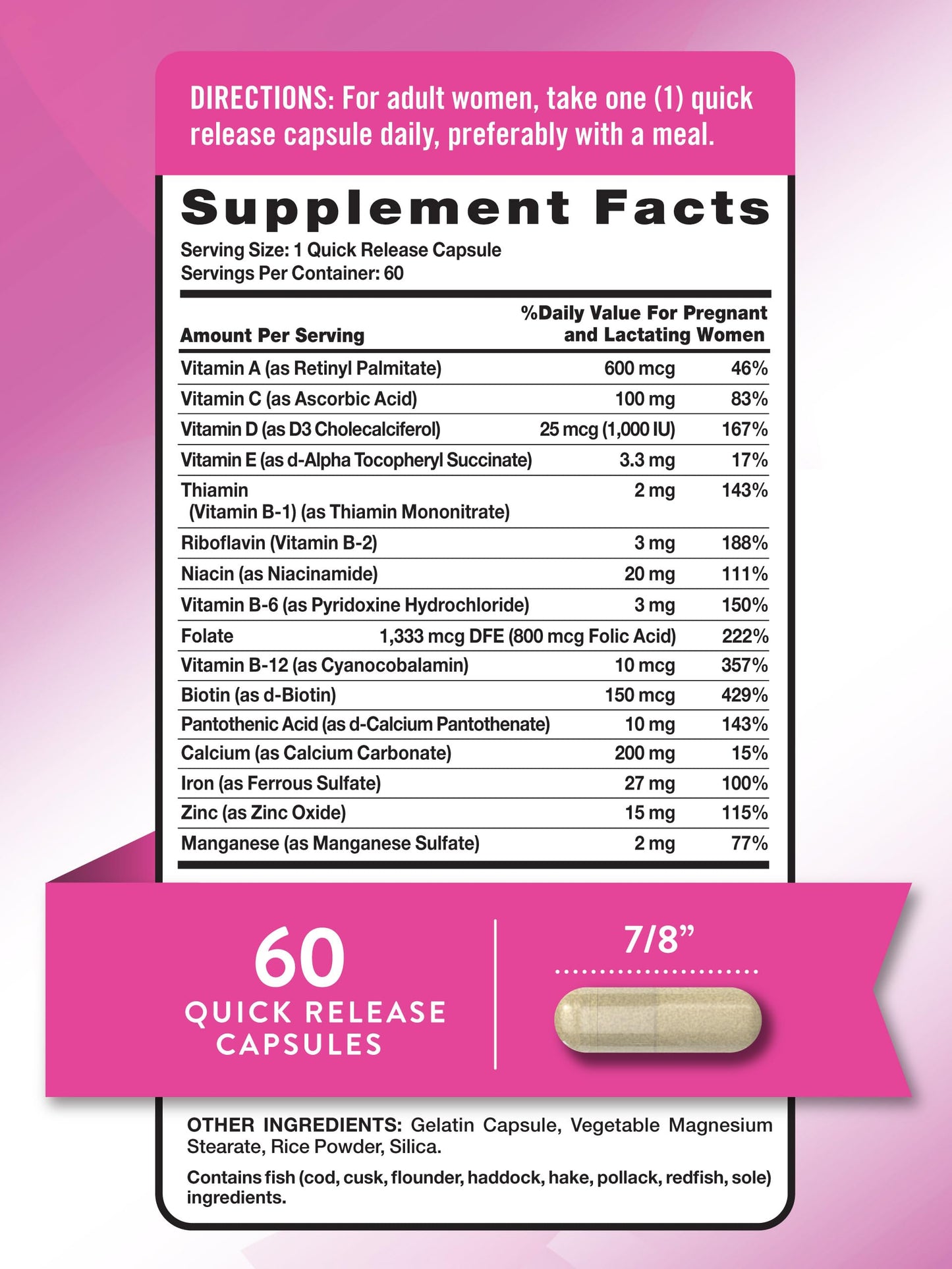 Nature's Truth Prenatal Vitamins with Folic Acid - 60 Capsules | Non-GMO & Gluten Free
