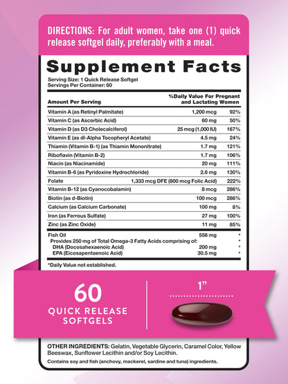 Nature's Truth Prenatal Vitamins for Women - DHA & Folic Acid, 60 Softgels
