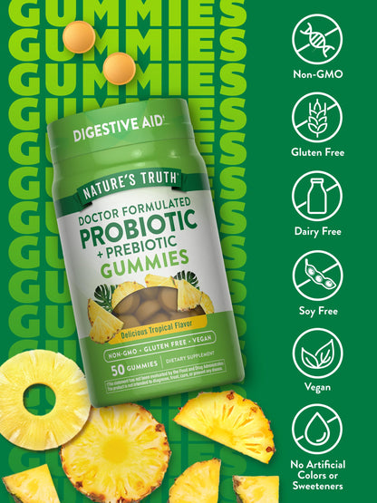 Nature's Truth Probiotic Gummies for Adults, 50 Count (Pack of 2) – Vegan, Non-GMO & Gluten Free Digestive Health