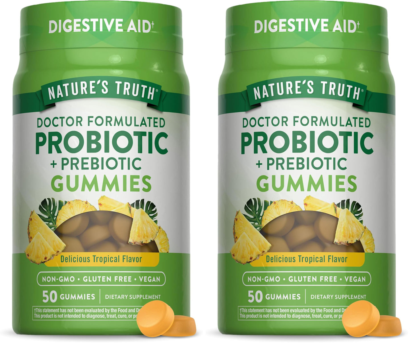 Nature's Truth Probiotic Gummies for Adults, 50 Count (Pack of 2) – Vegan, Non-GMO & Gluten Free Digestive Health