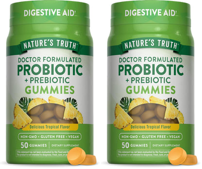 Nature's Truth Probiotic Gummies for Adults, 50 Count (Pack of 2) – Vegan, Non-GMO & Gluten Free Digestive Health