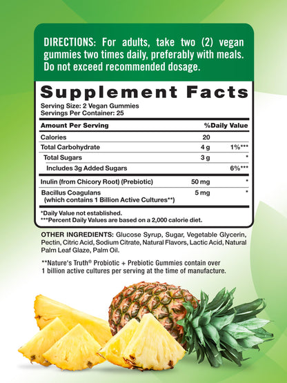 Nature's Truth Probiotic Gummies for Adults, 50 Count (Pack of 2) – Vegan, Non-GMO & Gluten Free Digestive Health