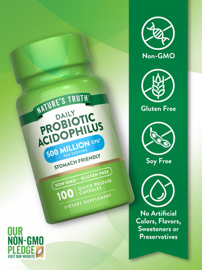 Nature's Truth Probiotics for Men and Women | 500 Million CFU | 100 Capsules | Non-GMO & Gluten Free Supplement