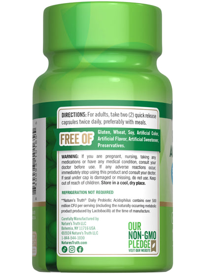 Nature's Truth Probiotics for Men and Women | 500 Million CFU | 100 Capsules | Non-GMO & Gluten Free Supplement
