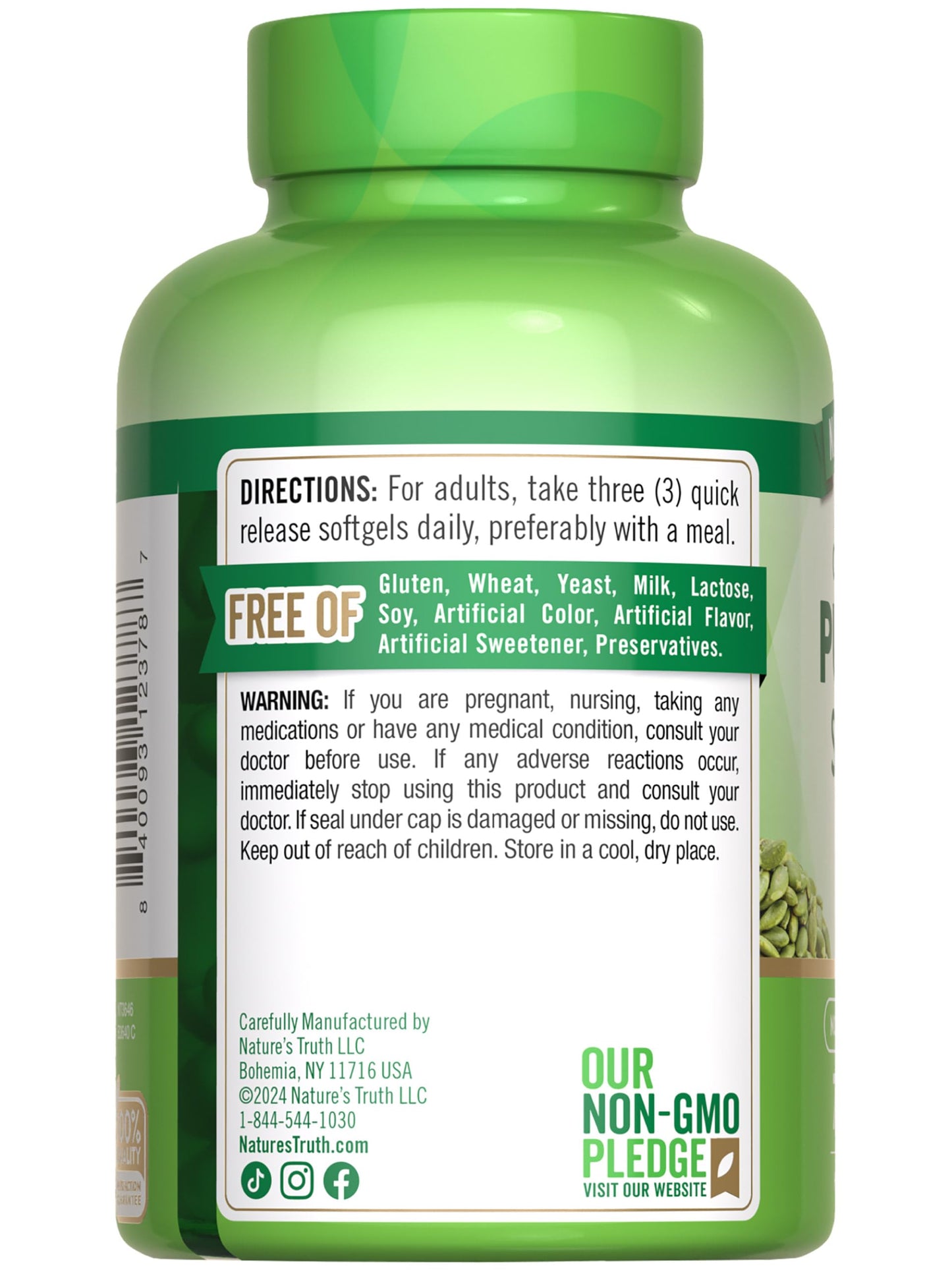 Nature's Truth Pumpkin Seed Oil 3000mg – 75 Softgels | Cold Pressed, Non-GMO, Gluten Free