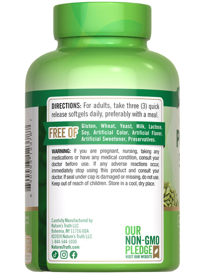 Nature's Truth Pumpkin Seed Oil 3000mg – 75 Softgels | Cold Pressed, Non-GMO, Gluten Free