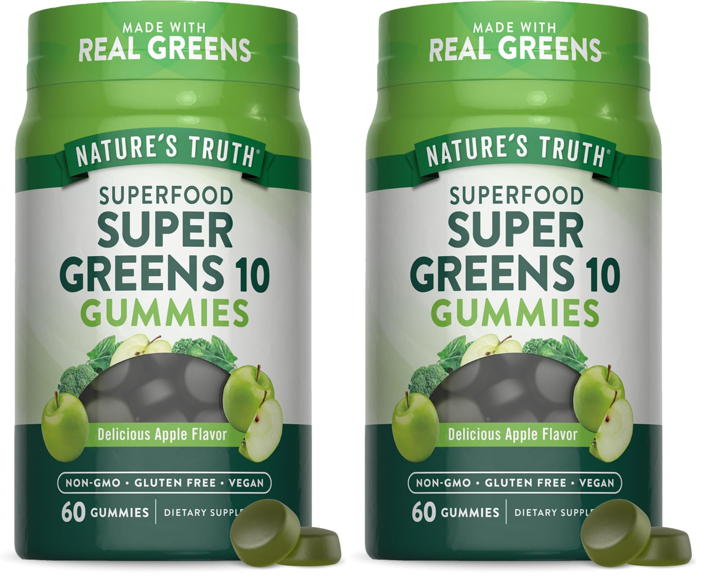 Nature's Truth Super Greens Gummies – 60 Count (Pack of 2) – Vegan, Non-GMO, Gluten Free