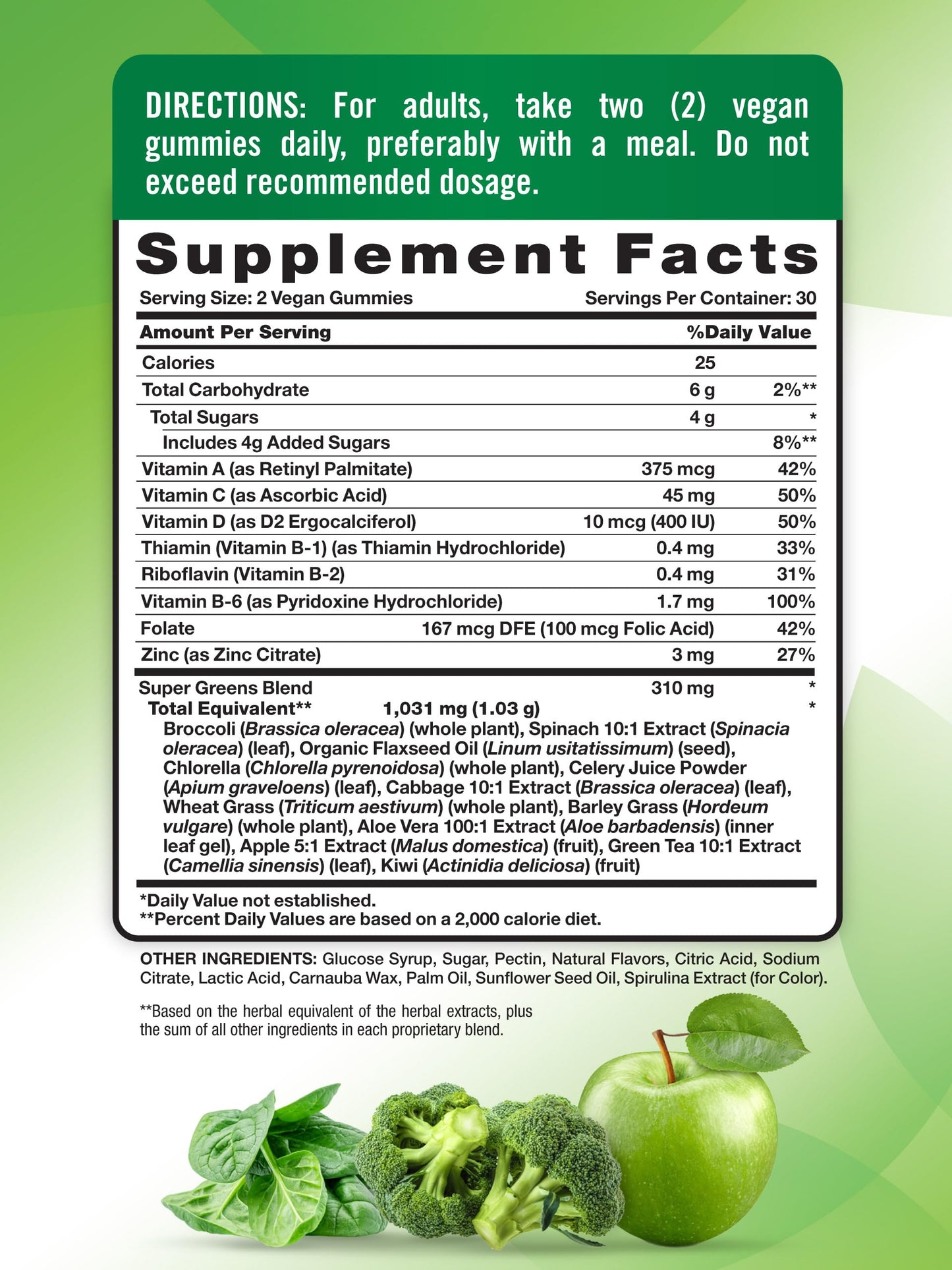 Nature's Truth Super Greens Gummies – 60 Count (Pack of 2) – Vegan, Non-GMO, Gluten Free