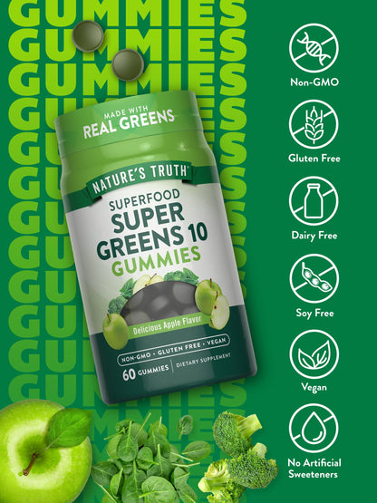 Nature's Truth Super Greens Gummies – 60 Count (Pack of 2) – Vegan, Non-GMO, Gluten Free
