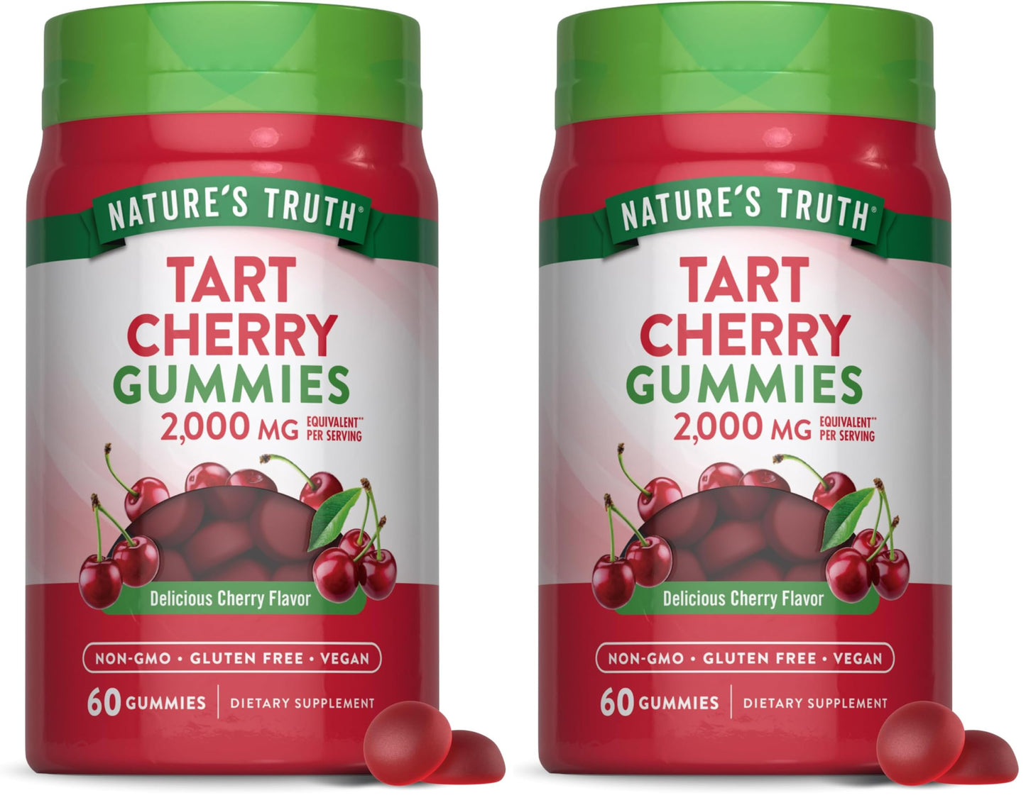 Nature's Truth Tart Cherry Gummies 2000mg - 60 Count (Pack of 2) | Vegan, Non-GMO, Gluten Free | Cherry Flavor