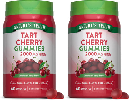 Nature's Truth Tart Cherry Gummies 2000mg - 60 Count (Pack of 2) | Vegan, Non-GMO, Gluten Free | Cherry Flavor