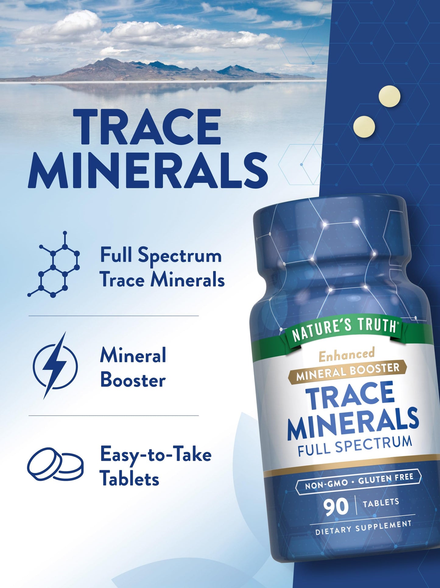 Nature's Truth Trace Minerals with Iodine – 90 Tablets | Enhanced Mineral Booster | Non-GMO & Gluten Free