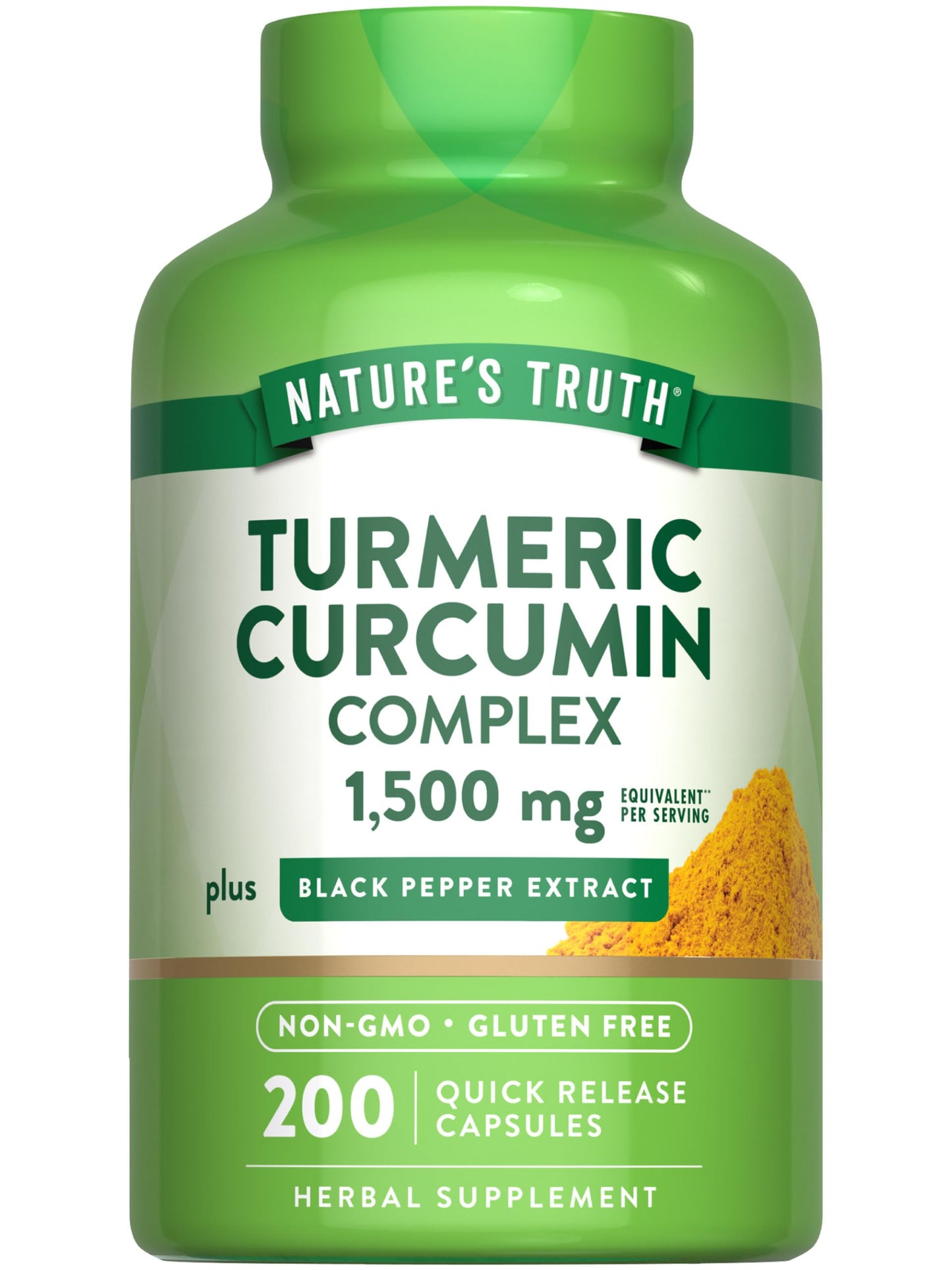 Nature’s Truth Turmeric Curcumin Complex 1500mg – 200 Capsules with Black Pepper