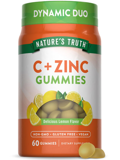 Nature's Truth Vitamin C Gummies with Zinc for Adults – 60 Count | Immune Support, Vegan & Gluten Free