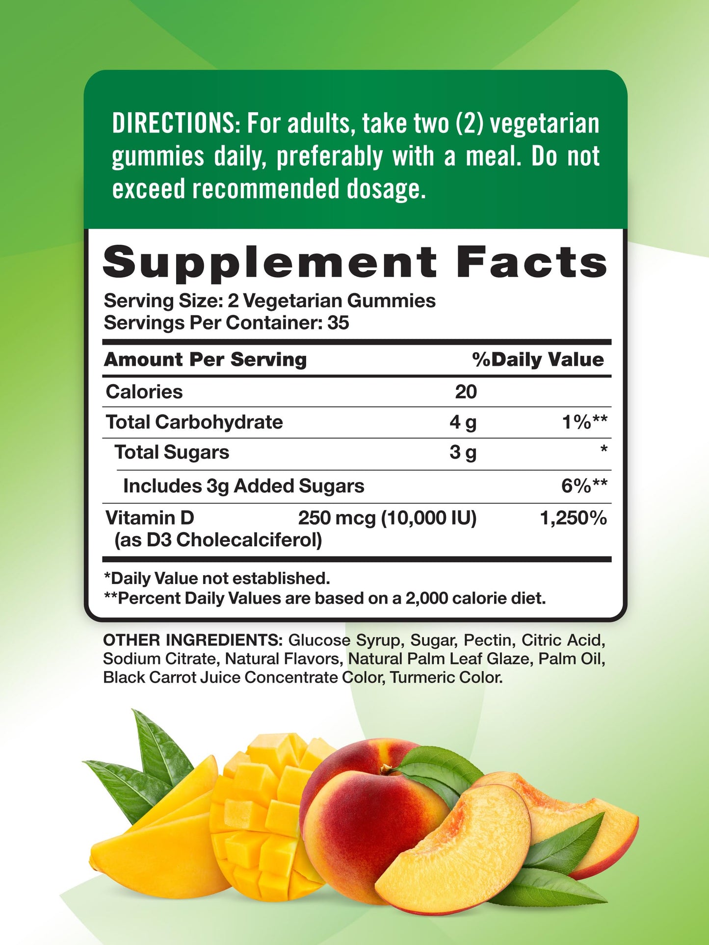 Nature's Truth Vitamin D3 Gummies – 10,000 IU, Peach Mango, 70 Count (2-Pack) | Vegetarian, Non-GMO & Gluten Free