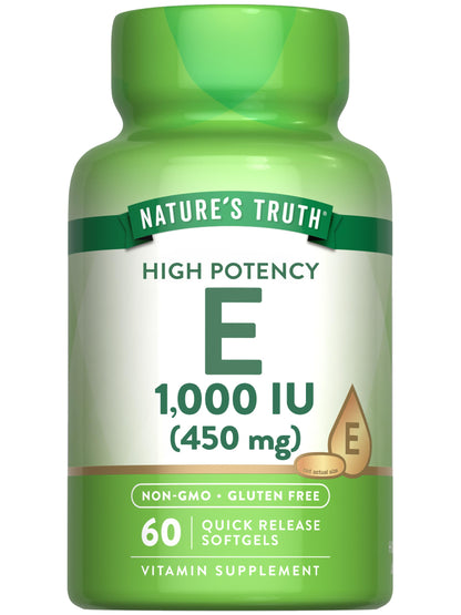 Nature's Truth Vitamin E Softgels 1000 IU - 60 Count | Non-GMO & Gluten Free