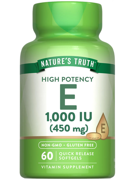 Nature's Truth Vitamin E Softgels 1000 IU - 60 Count | Non-GMO & Gluten Free BritishVita | Premium UK Vitamins & Wellness Supplements
