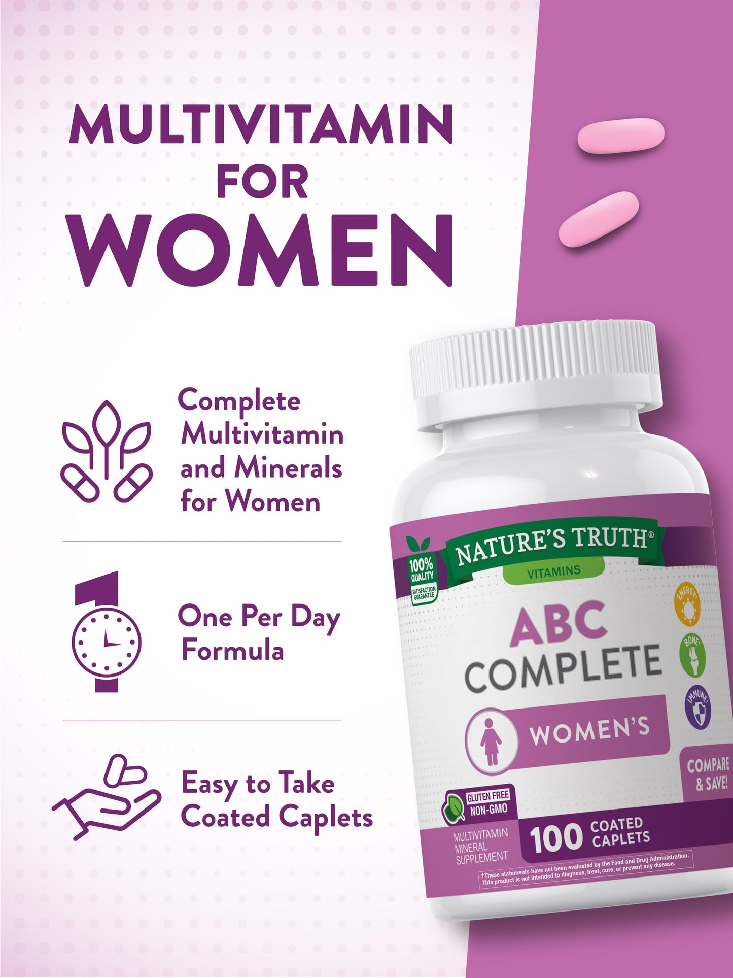 Nature's Truth Multivitamin for Women with Iron - 100 Pills | Non-GMO & Gluten Free | ABC Complete
