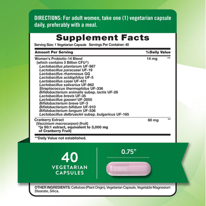 Nature's Truth Probiotics for Women | 5 Billion CFUs Daily | 40 Vegetarian Capsules | Cranberry | Non-GMO & Gluten Free