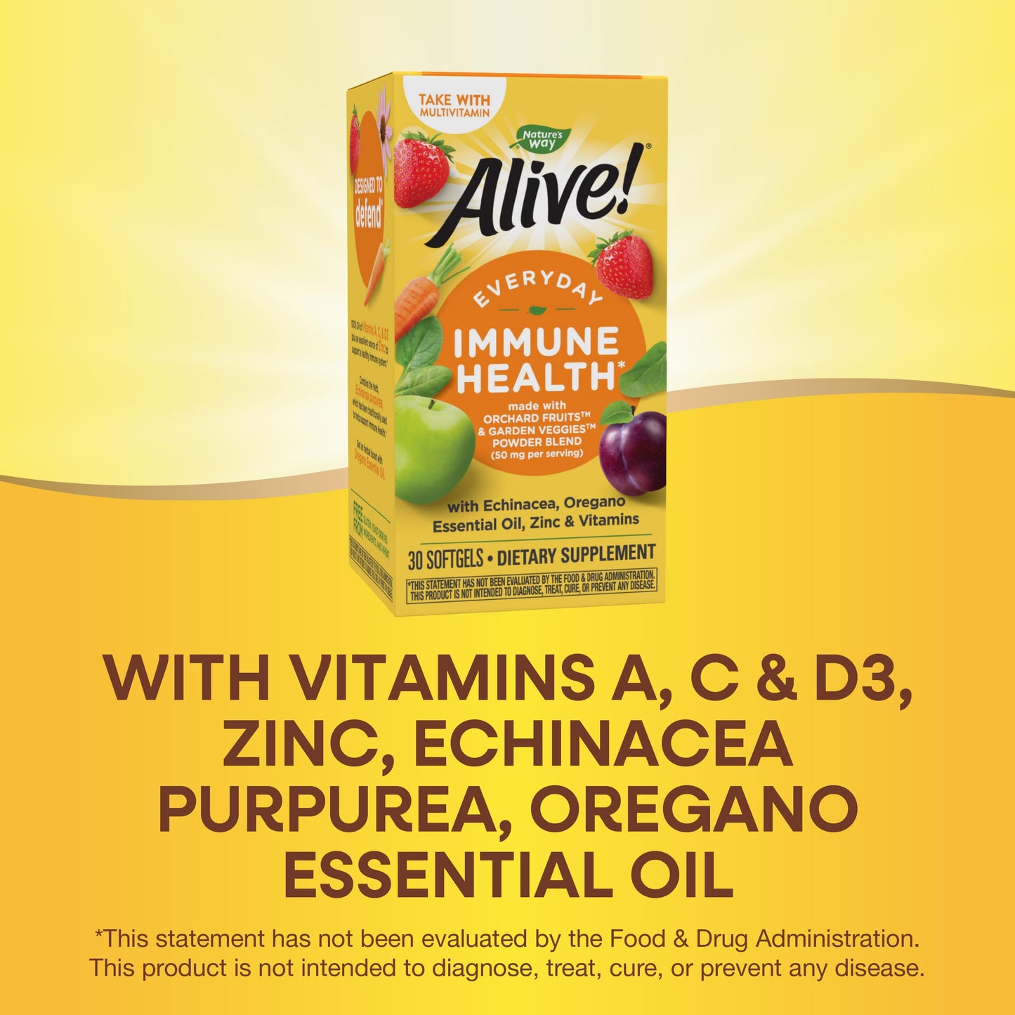Nature's Way Alive! Everyday Immune Health with Echinacea & Zinc – 30 Softgels