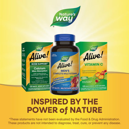 Nature's Way Alive! Men's Complete Multivitamin – Energy & Muscle Support, Gluten Free, 130 Tablets (Packaging May Vary)