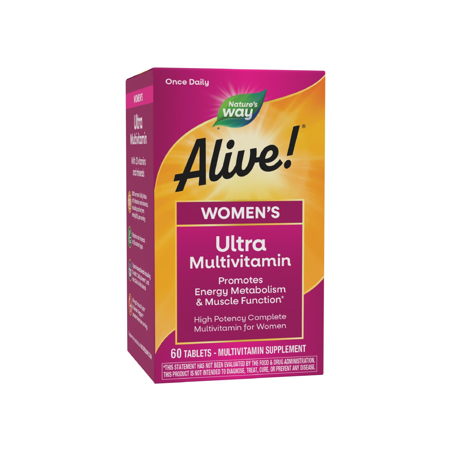 Nature's Way Alive! Women's Daily Multivitamin – High Potency for Energy & Muscle Support | 60 Tablets