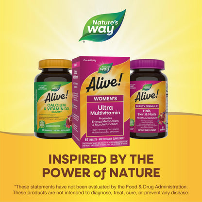 Nature's Way Alive! Women's Daily Multivitamin – High Potency for Energy & Muscle Support | 60 Tablets