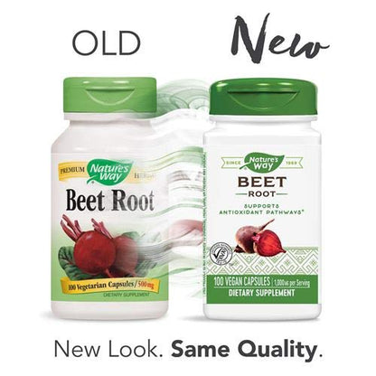 Nature's Way Beet Root 500 mg - 100 Vegetarian Capsules - Pack of 3