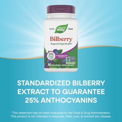 Nature's Way Bilberry Premium Extract - Eye Health Support, 90 Capsules