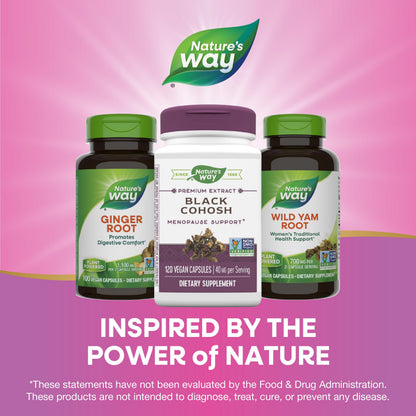 Nature's Way Premium Black Cohosh - Menopause Support for Women, 40 mg per Serving, 120 Vegan Capsules