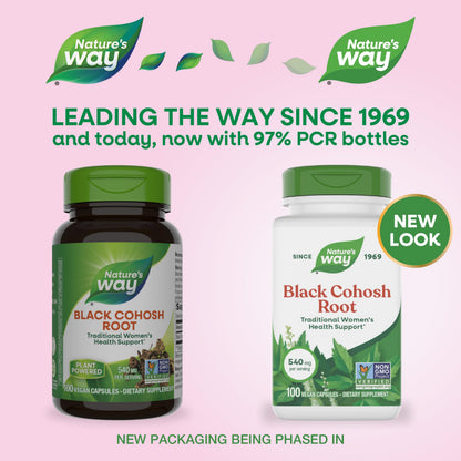 Nature's Way Black Cohosh Root – 540 mg per Serving, 100 Capsules, Non-GMO Project Verified