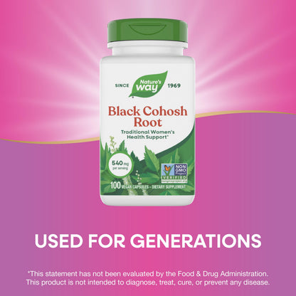 Nature's Way Black Cohosh Root – 540 mg per Serving, 100 Capsules, Non-GMO Project Verified