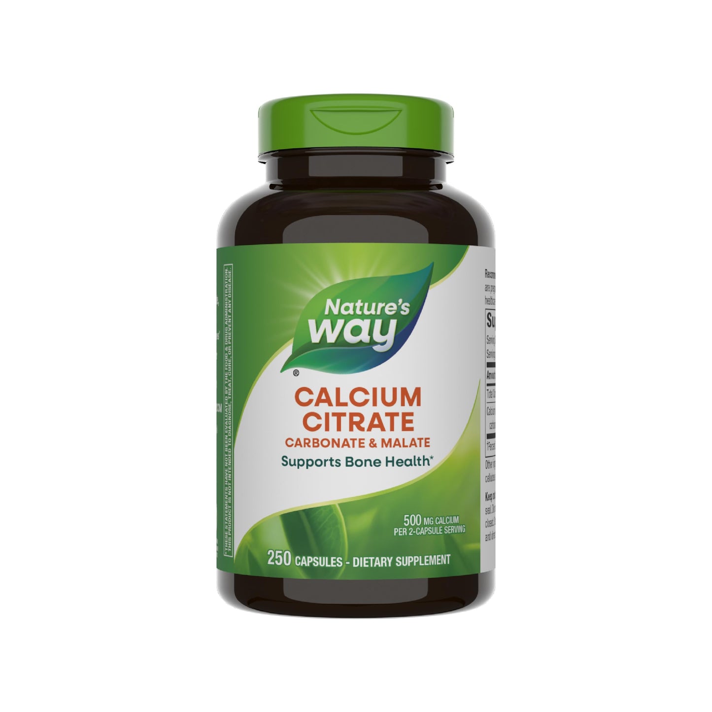 Nature's Way Calcium Citrate 500 mg - 2-Capsule Serving, 250 Capsules | Bone Health & Muscle Function
