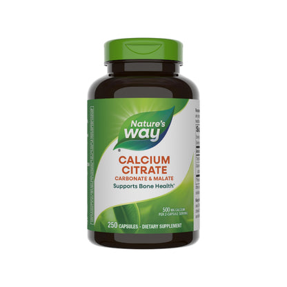 Nature's Way Calcium Citrate 500 mg - 2-Capsule Serving, 250 Capsules | Bone Health & Muscle Function